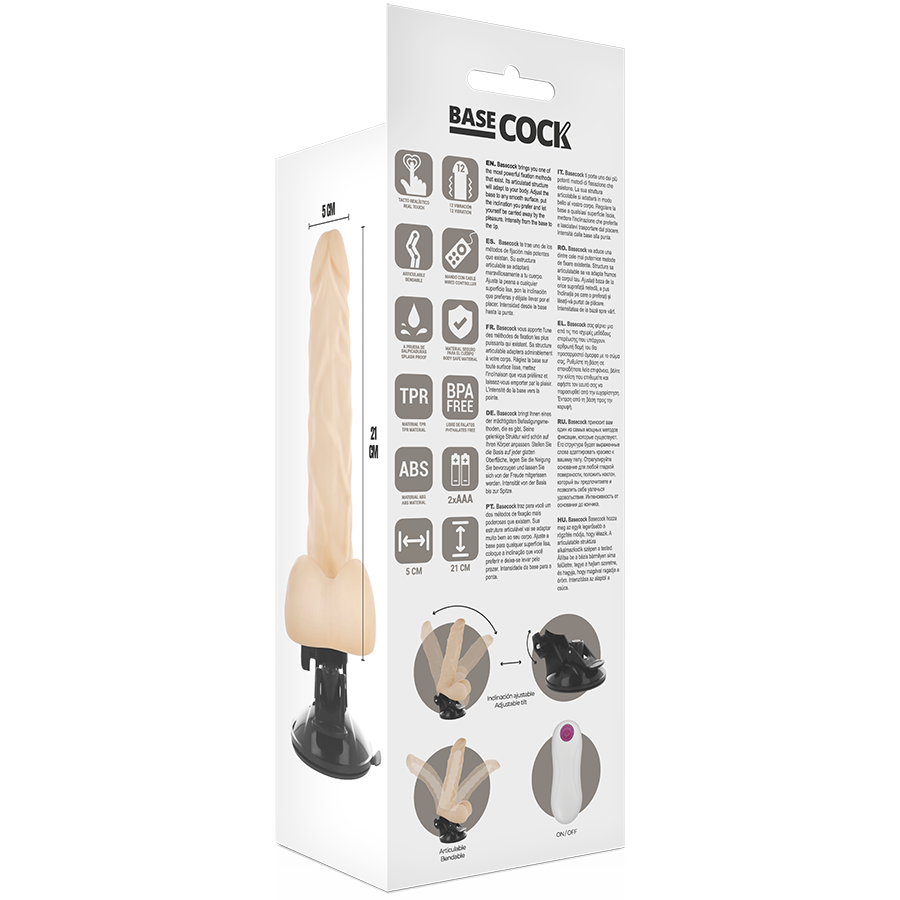 BASECOCK realistické ohebné dildo s ovladačem 21 cm