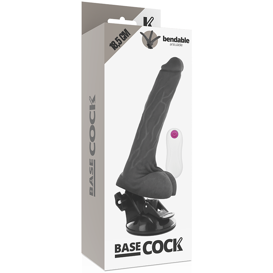 BASECOCK realistické ohebné dildo s ovladačem 18,5 cm