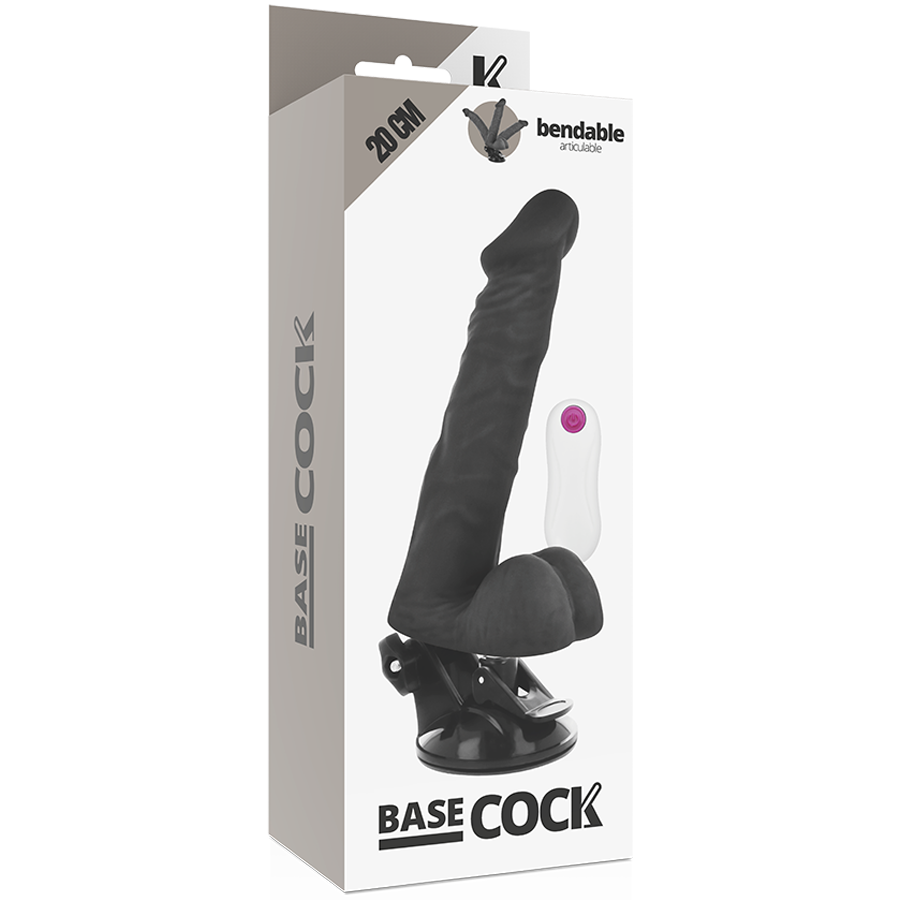 BASECOCK realistické vibrační dildo 20 cm, dálkové ovládání