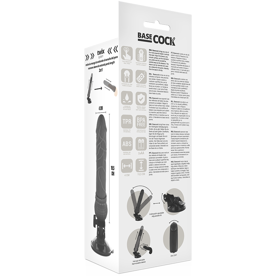 Realistický vibrátor BASECOCK s dálkovým ovládáním 19,5 cm