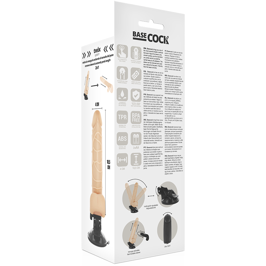 Realistický vibrátor BASECOCK s dálkovým ovládáním 18,5 cm