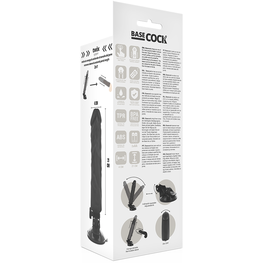 Realistický vibrátor BASECOCK s dálkovým ovládáním 21 cm