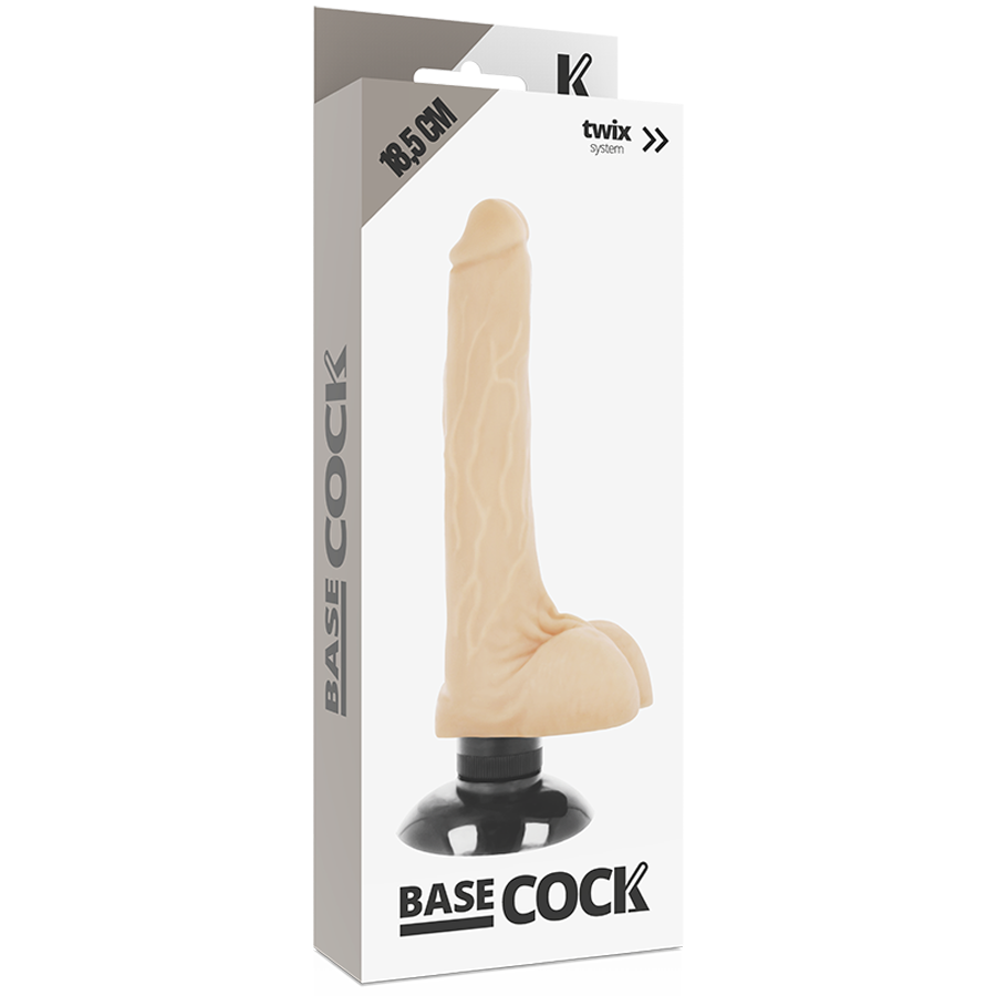 Realistický vibrátor BASECOCK 18,5 cm, TPE, 2v1