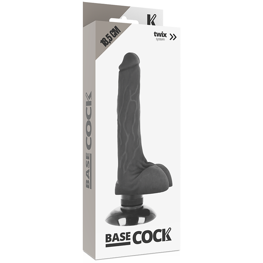 Realistický vibrátor BASECOCK 18,5 cm, TPE, 2v1