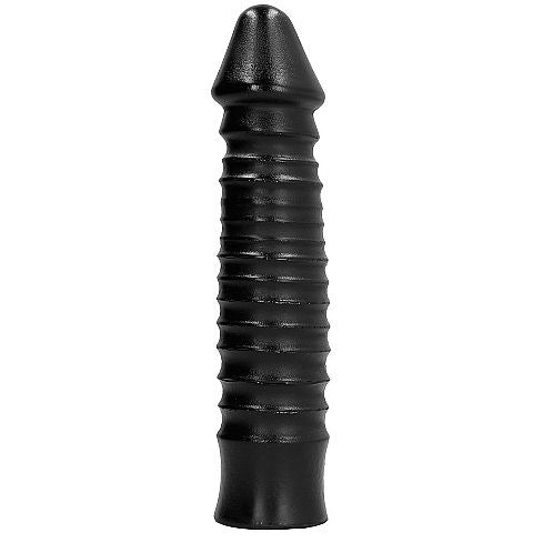 ALL BLACK dildo 26 cm žebrované PVC černé