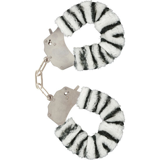 Plyšová pouta TOYJOY Furry Fun Cuffs Zebra