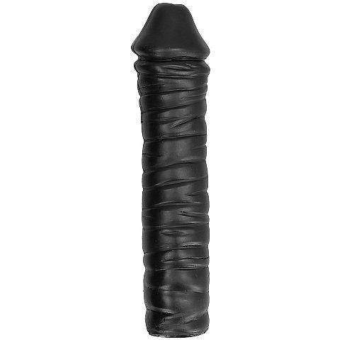 ALL BLACK dildo PVC 38 cm žebrované pro anální užití