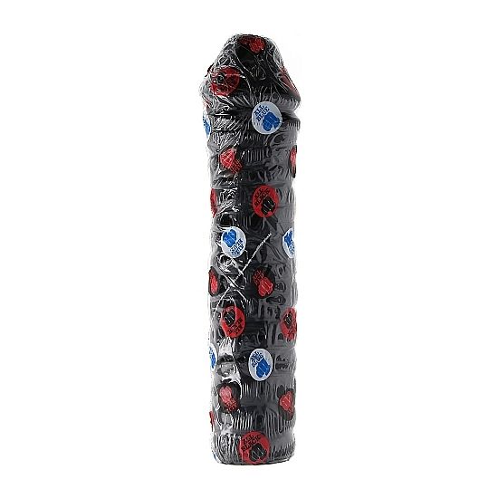 ALL BLACK dildo PVC 38 cm žebrované pro anální užití