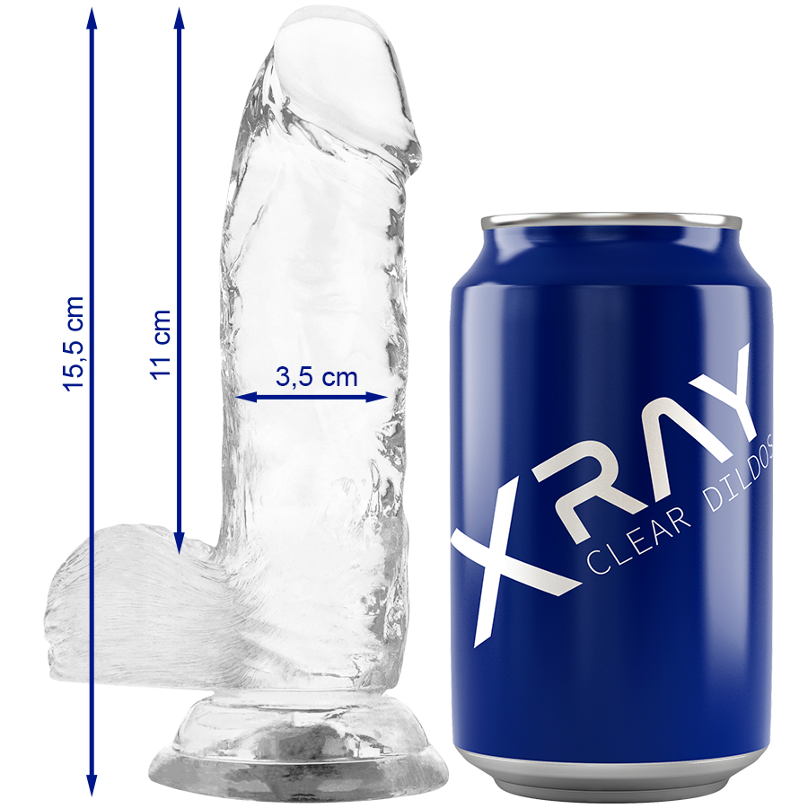 Realistický dildo X RAY Clear s varlaty 15,5 cm