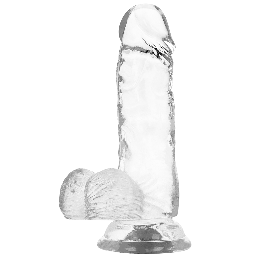 Realistický dildo X RAY Clear s varlaty 15,5 cm