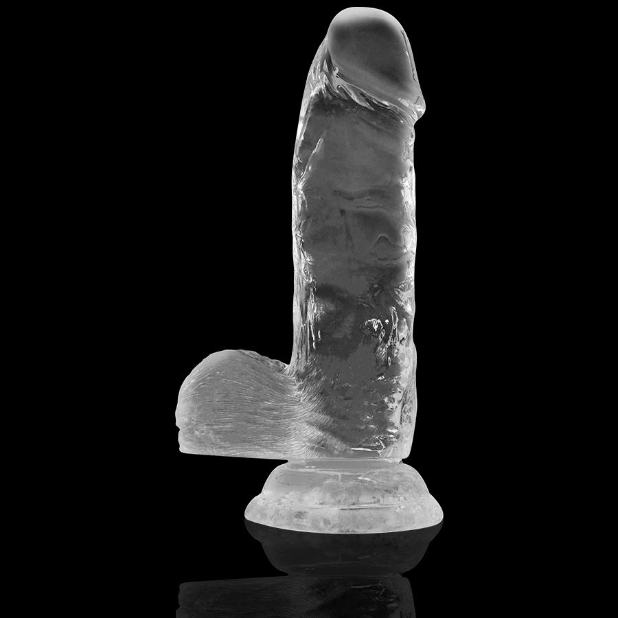 Realistický dildo X RAY Clear s varlaty 15,5 cm