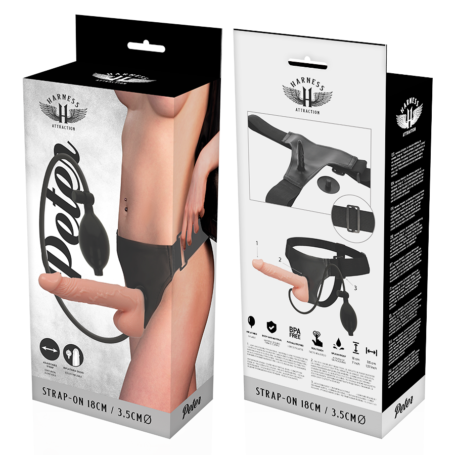 Harness ATTRACTION s nafukovacím penisem 18 cm