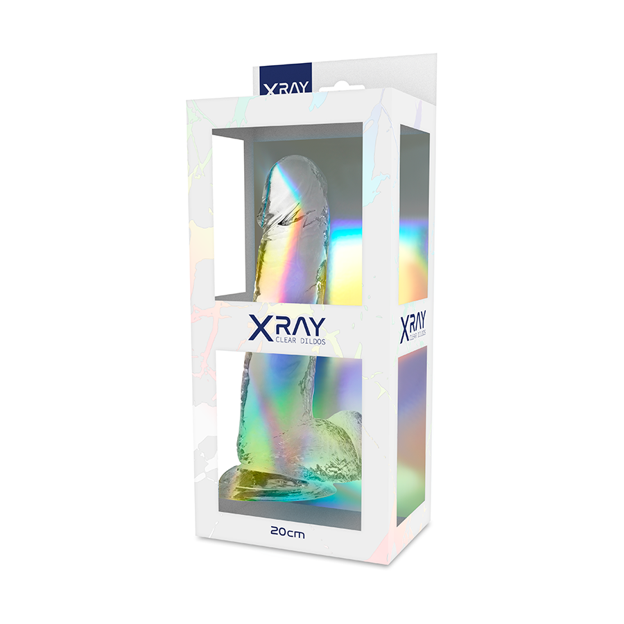 Realistický dildo X Ray Clear 20 cm s varlaty