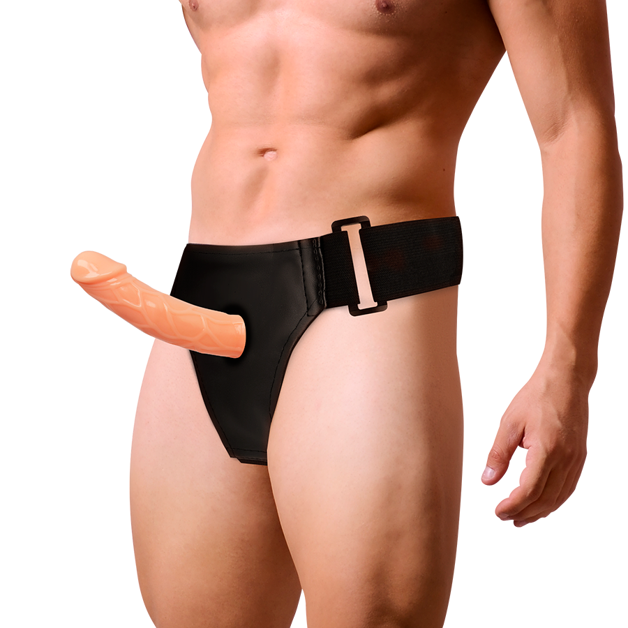 Realistický postroj s dutým penisem 15,5 cm TPR