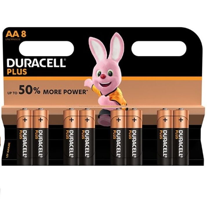 Alkalické baterie Duracell Plus Power AA LR6, 8 ks