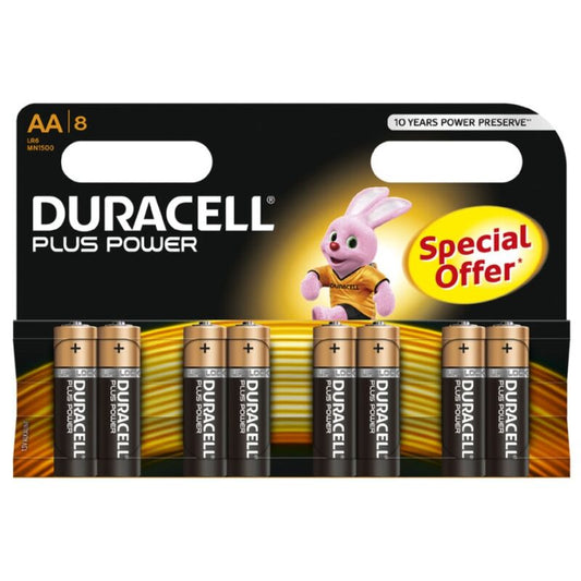 Alkalické baterie Duracell Plus Power AA LR6, 8 ks