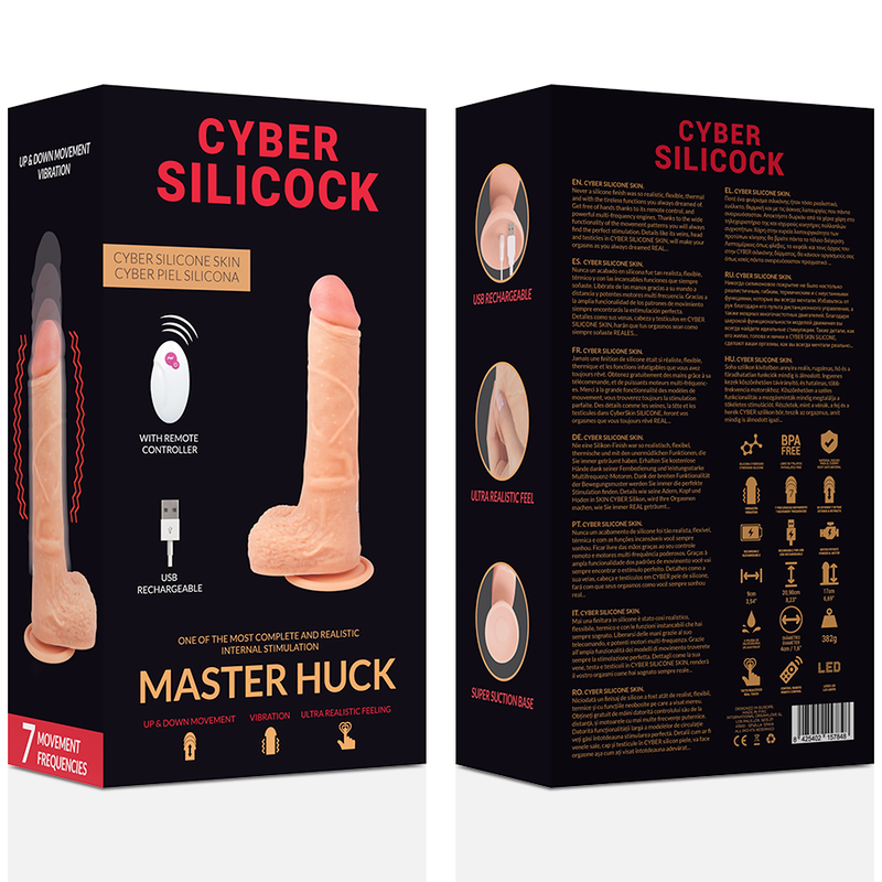 Realistický vibrátor Master HUCK 20,9 cm s ovladačem