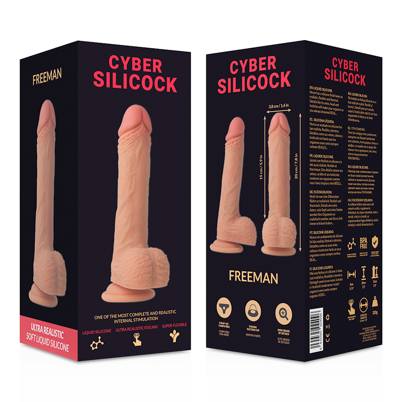 Realistický silikonový dildo Freeman 20 cm s přísavkou