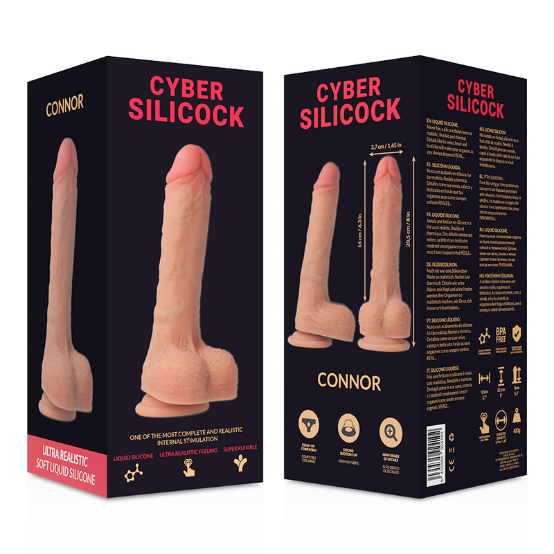 Realistický silikonový dildo Connor 20,5 cm