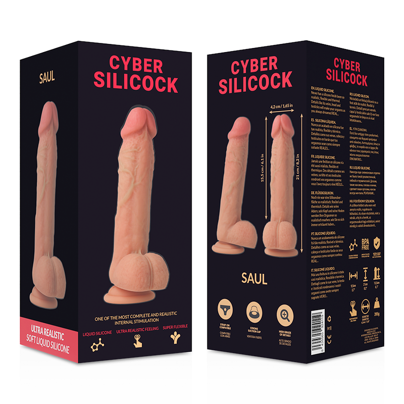 Realistický silikonový dildo Saul 21 cm, šířka 4,2 cm