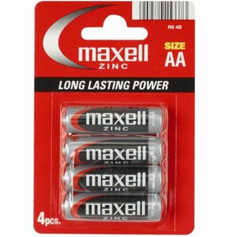 Baterie AA alkalické Maxell R6 (4 ks)