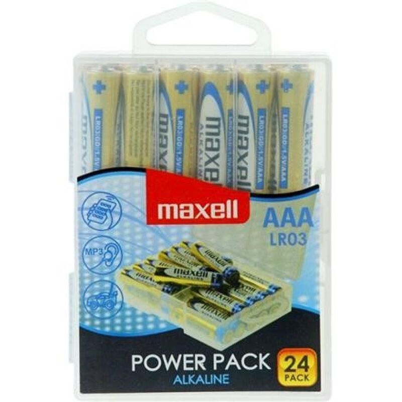 Alkalické baterie AAA Maxell LR03, balení 24 ks