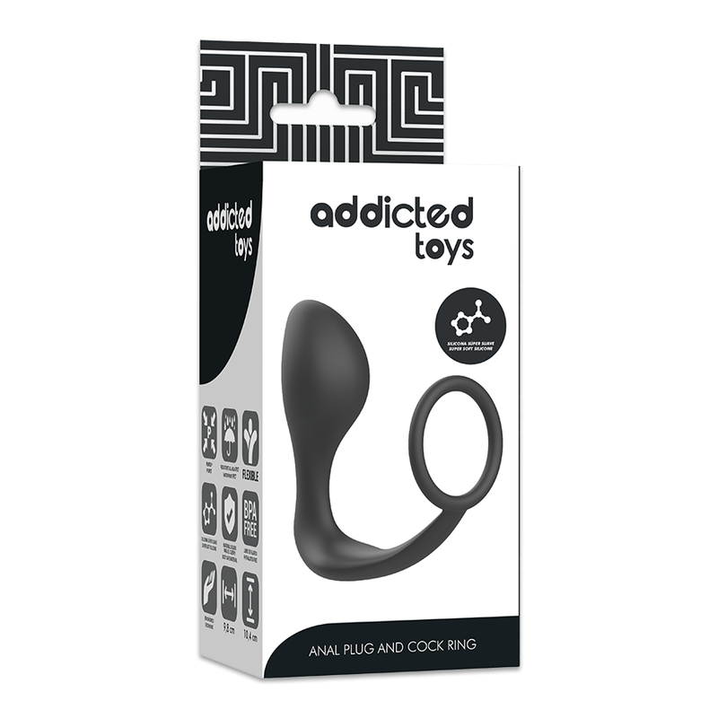 Anální kolík se silikonovým kroužkem ADDICTED TOYS